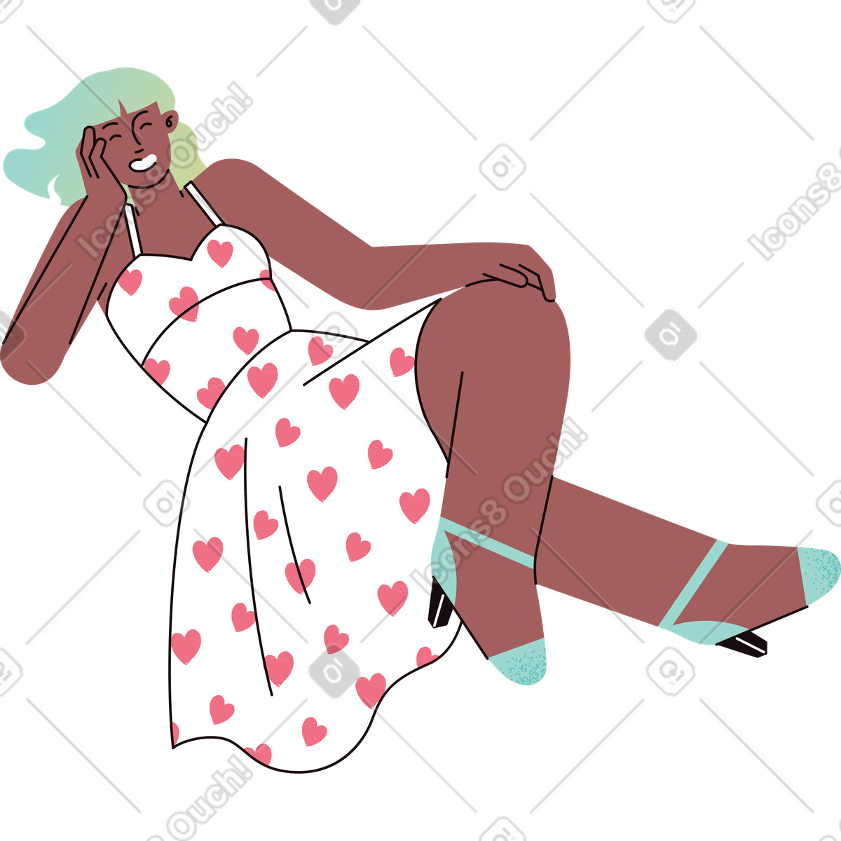 Ilustração de Mulher mentindo em no estilo Delight para baixar em PNG, SVG