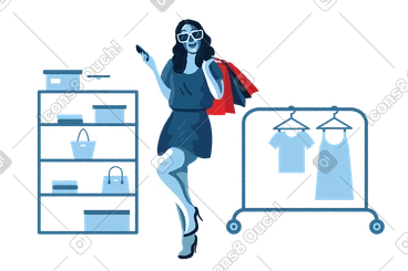 Stylish woman with shopping bags PNG, SVG