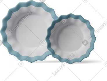 两个蓝边白盘子 PNG, SVG