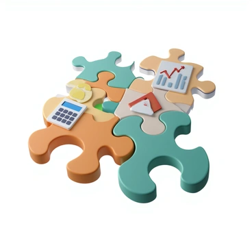 A puzzle with pieces representing different aspects of personal finance
