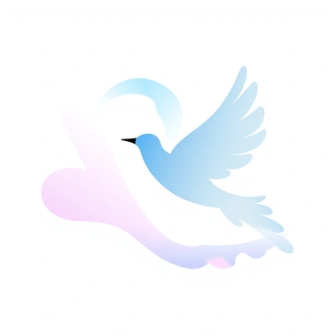 A bird with graceful wings is soaring across a clear, open sky that is transitioning from dark to soft pastel hues of pink and orange at dawn. The bird's feathers glimmer in the early morning light as it glides effortlessly, leaving a trail in the calm air. Below, the horizon is faintly illuminated, suggesting the start of a new day. The sky stretches vast and uninterrupted, creating a sense of freedom and tranquility.
