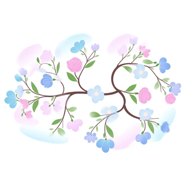 A botanical family tree chart illustrating the "rose family" with various branches representing different species. Each branch features detailed illustrations of distinct flowers, highlighting individual characteristics, colors, and shapes. The flowers are arranged in a structured manner, showcasing the relationships among the species within the family. The background of the chart includes subtle gradient pastel colors that enhance the visual appeal without overpowering the floral illustrations.