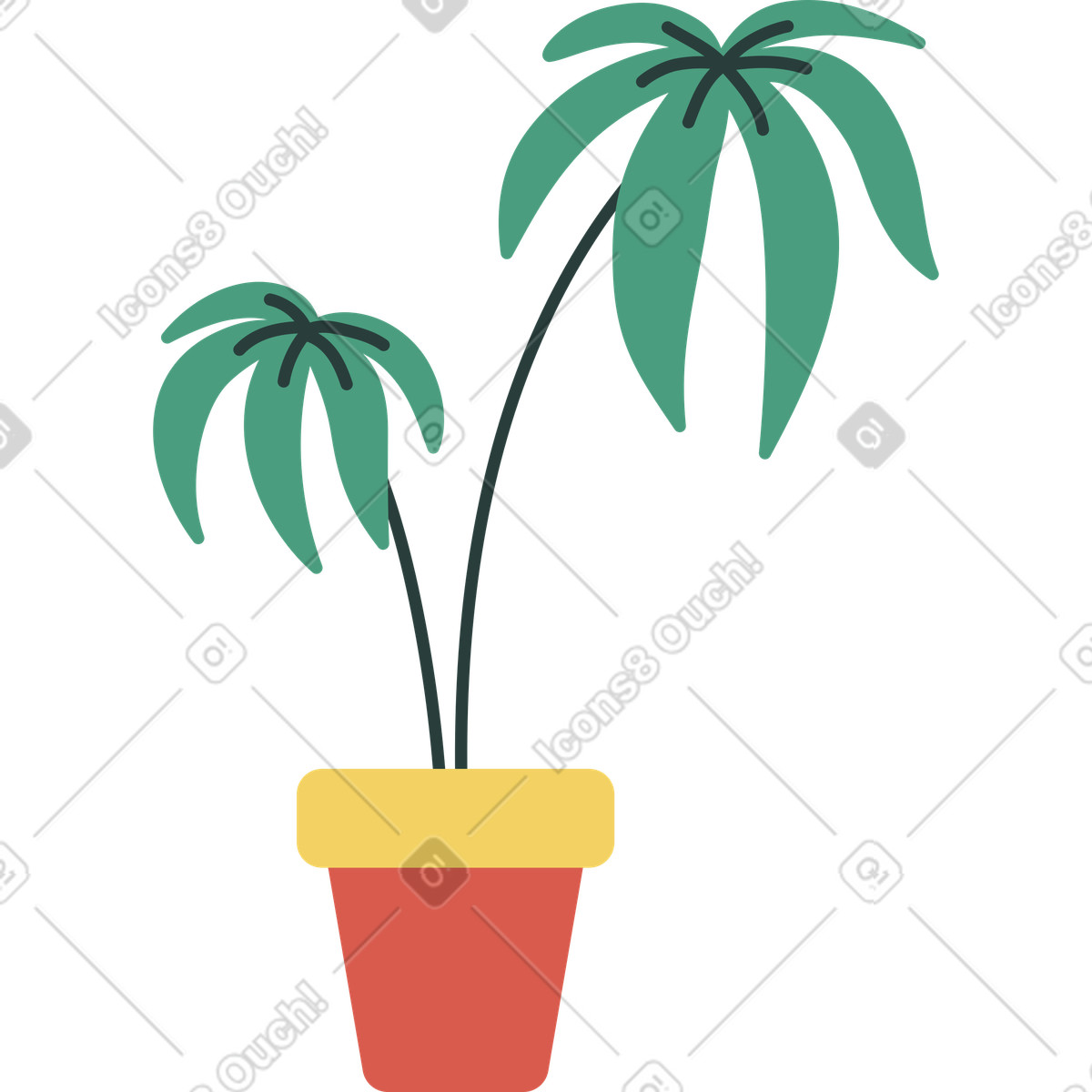 Topfpalme-Illustration im Macaroni-Stil als Download in PNG, SVG