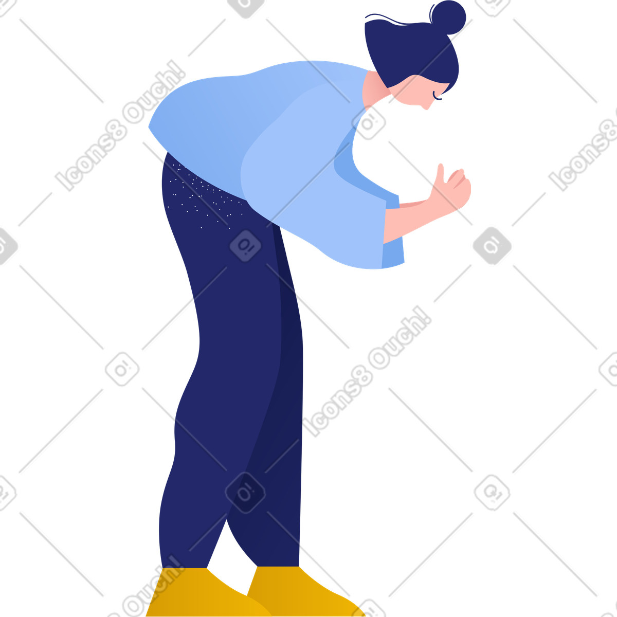Woman bent over illustration in Clip style download in PNG, SVG