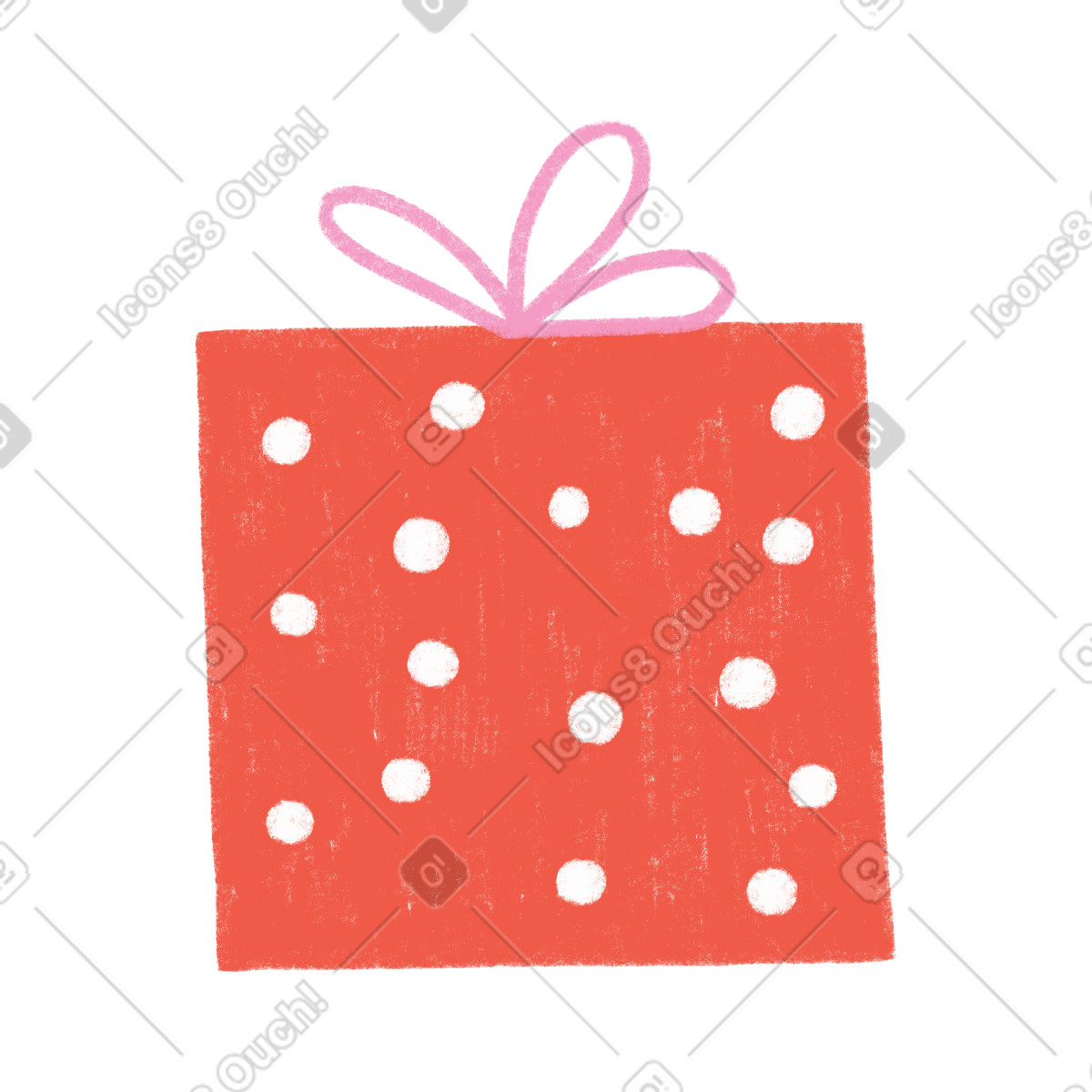 Illustration Red gift box with white polka dots dans le style Tutti à télécharger aux formats PNG, SVG