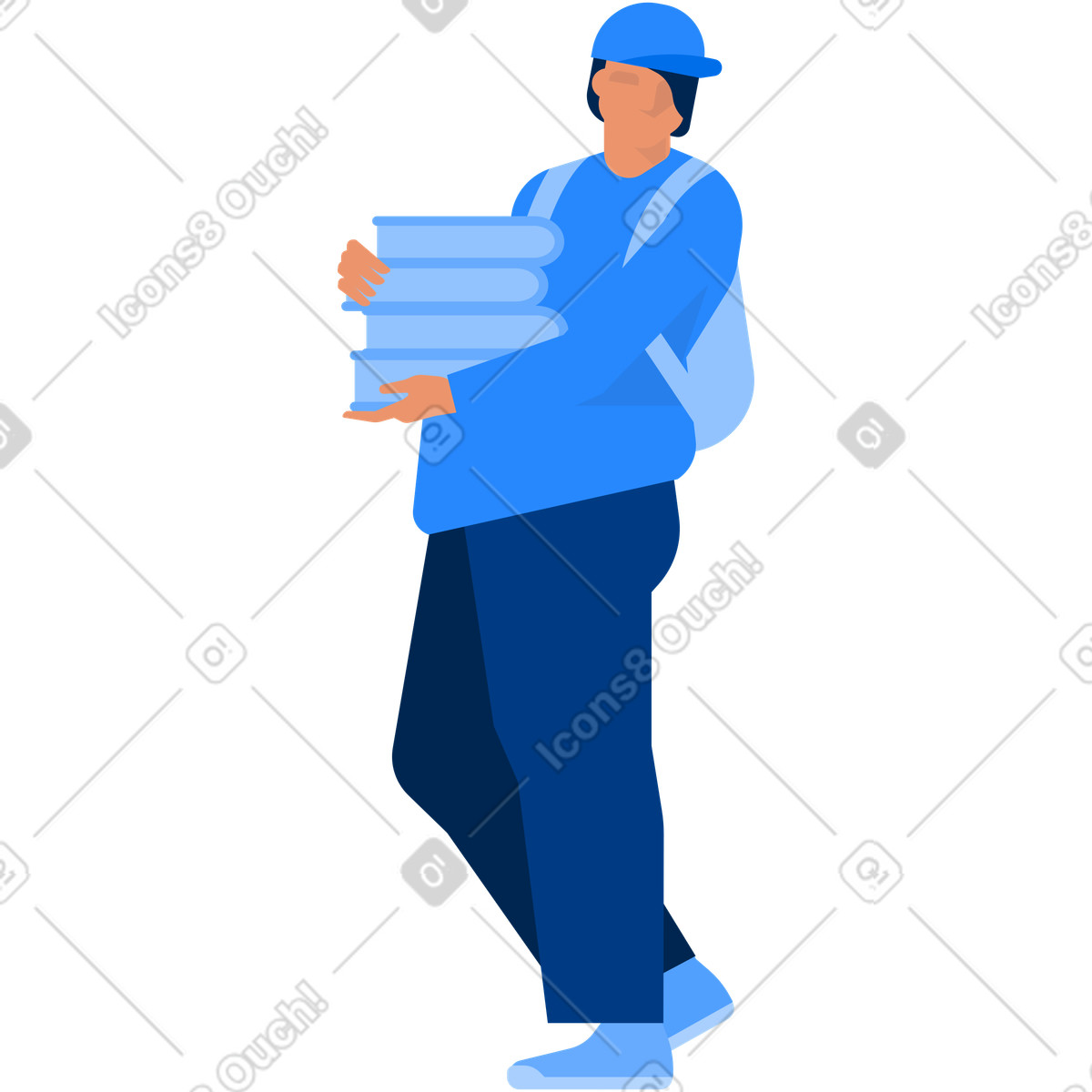 Studente con zaino in berretto pila di libri illustrazione stile Urban scarica PNG, SVG