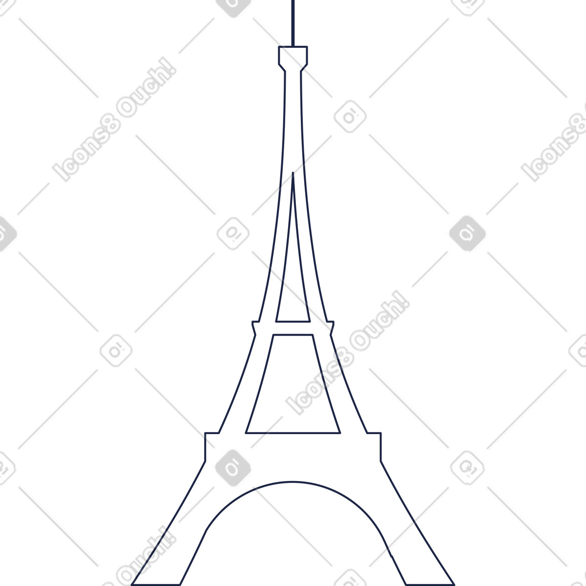 Eiffelturm stilisierte silhouette-Illustration im Urban Line-Stil als Download in PNG, SVG