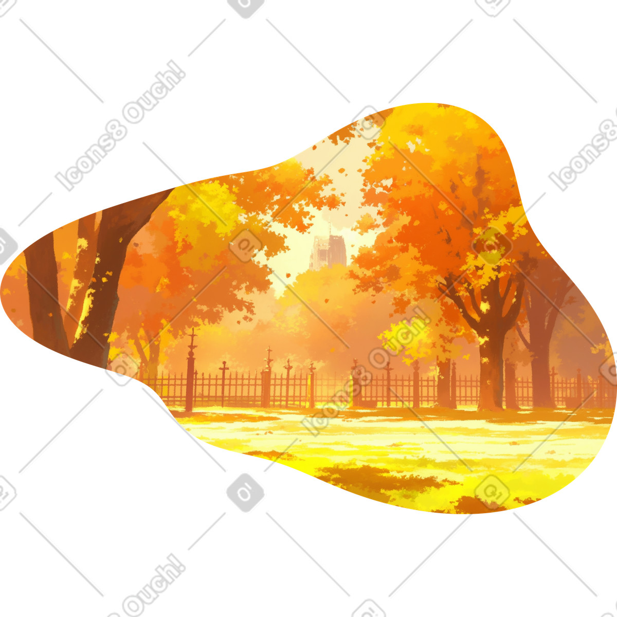 Illustration Autumn park background dans le style Scenes à télécharger aux formats PNG, SVG