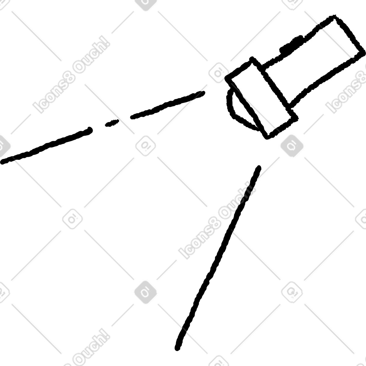 下载 Black Chalk 风格的 Lantern flashlight outline emitting focused diagonal rays for night visibility 插画，支持 PNG、SVG 格式
