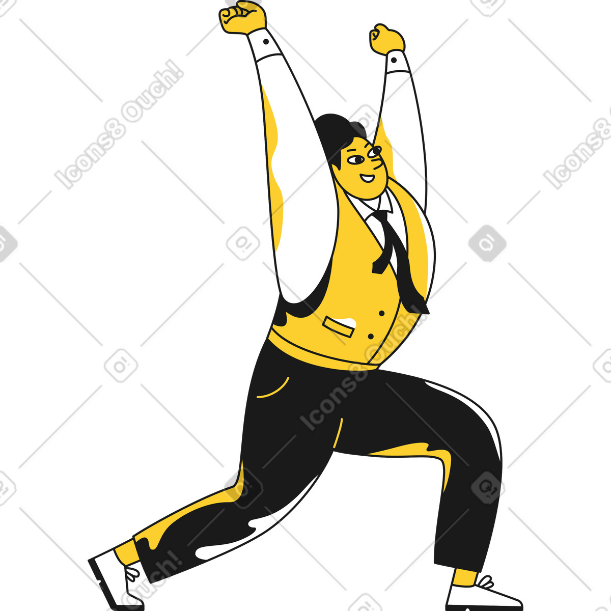 Ilustración Hombre en el chaleco levantando algo estilo Taxi a descargar PNG y SVG