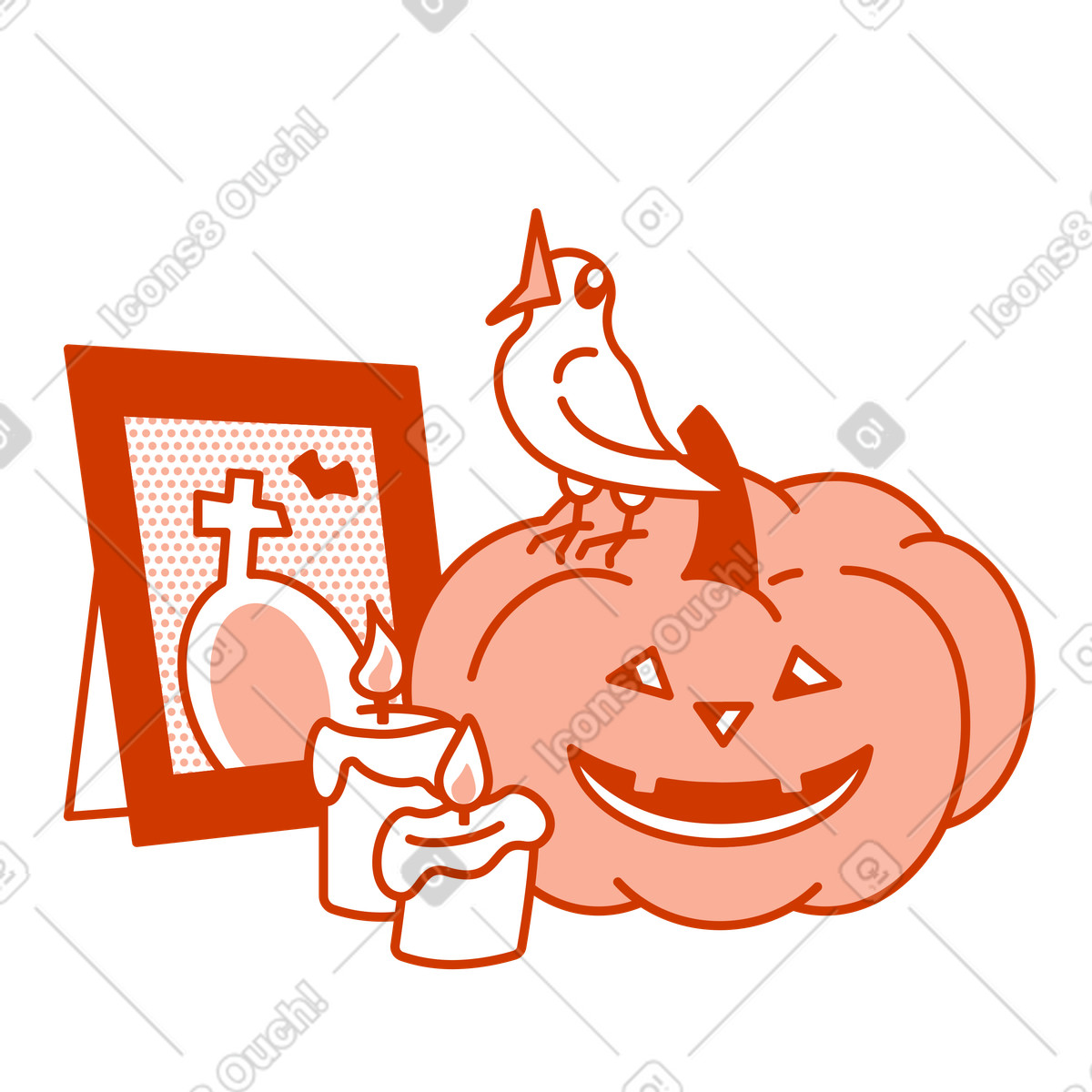 Natty スタイルの ハロウィーンの装飾とさえずる鳥 のイラストをPNG、SVG形式でダウンロード
