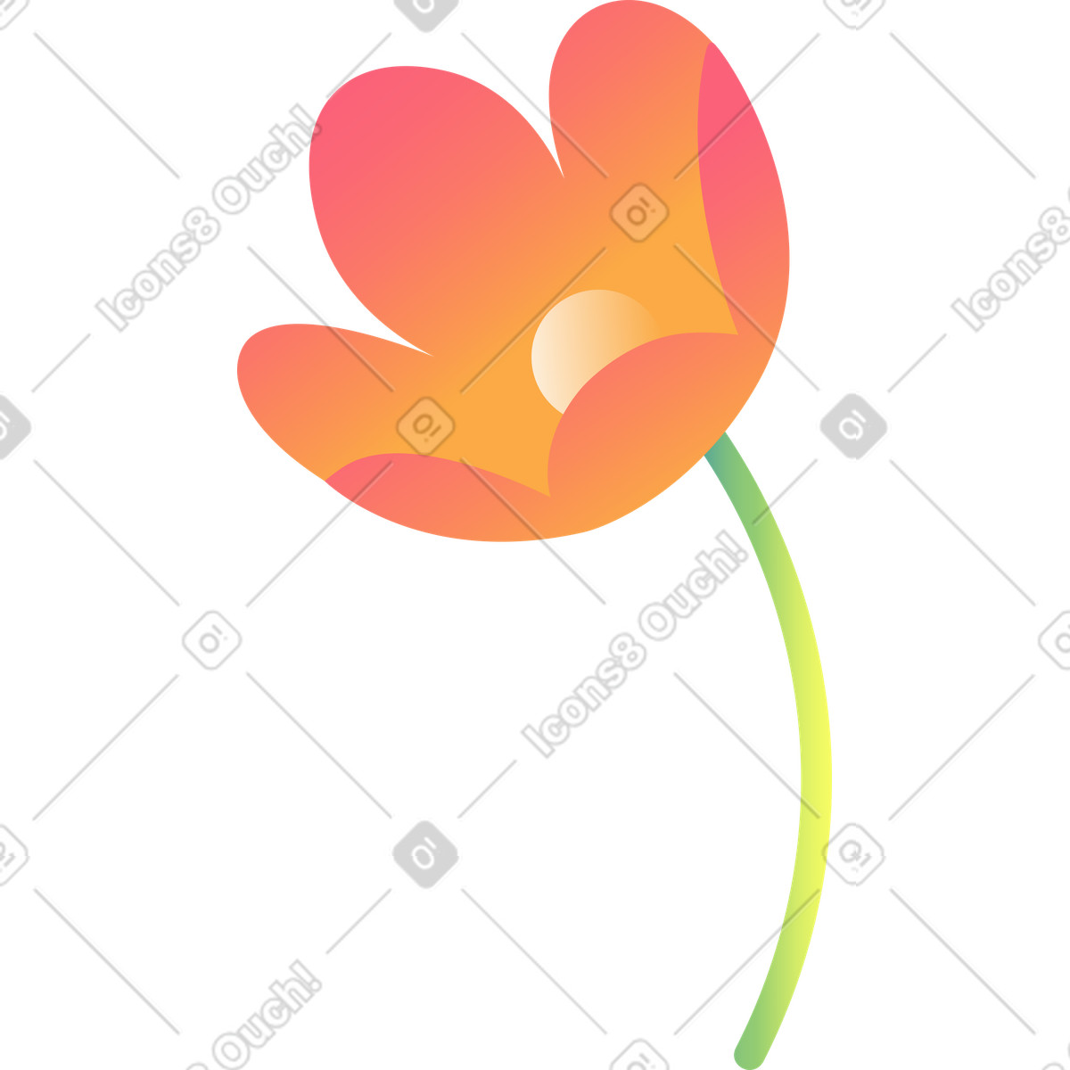 Morphis スタイルの 赤い花びらを持つ花 のイラストをPNG、SVG形式でダウンロード