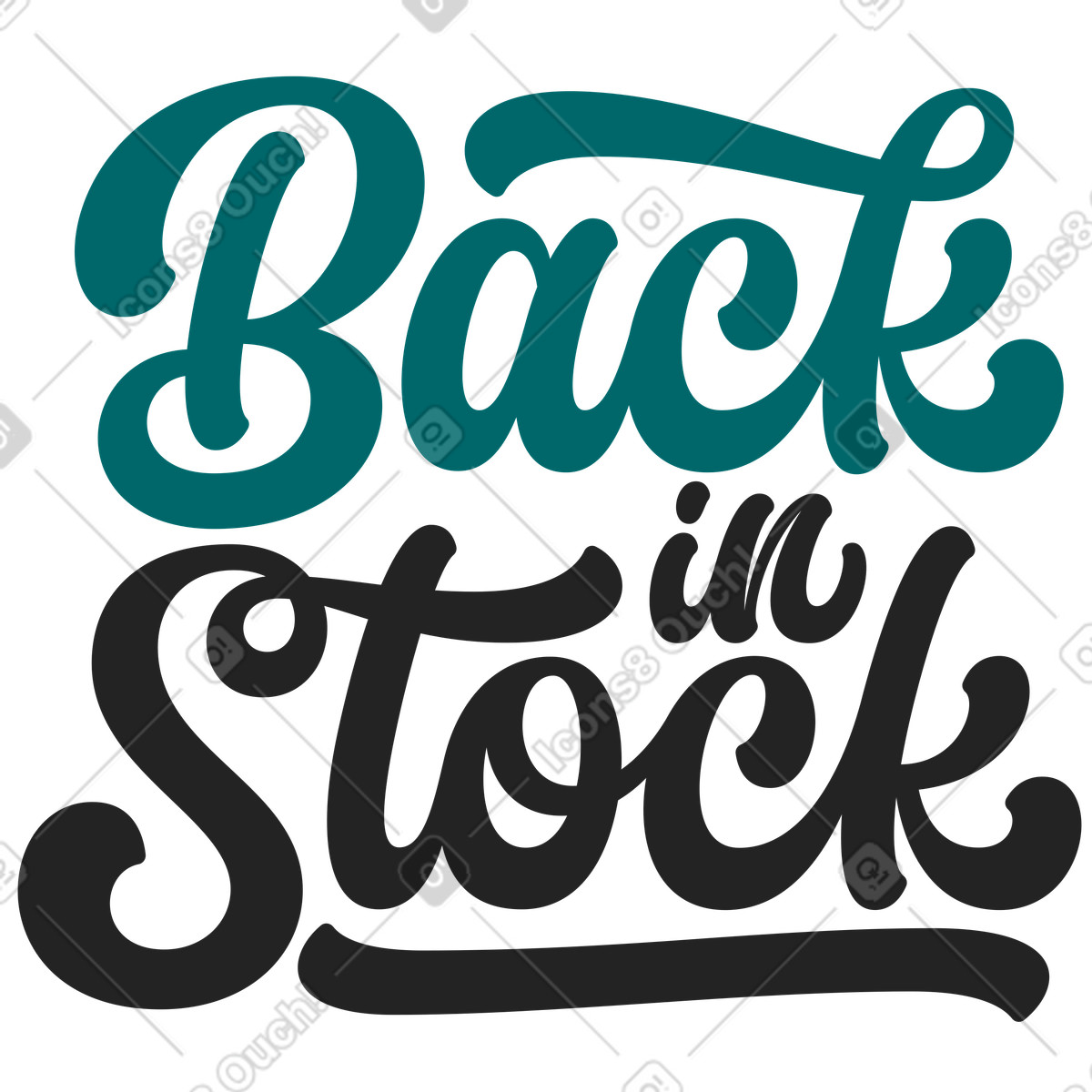Ilustración Letras de nuevo a stock en estilo Sammy Line descargar en PNG y SVG