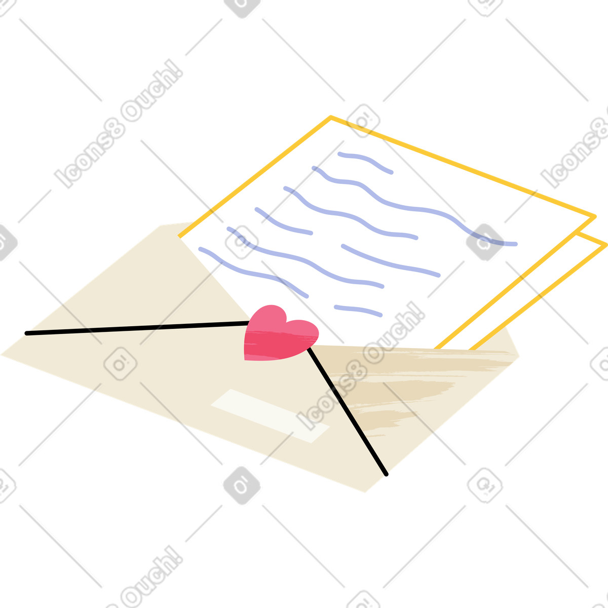 Juicy スタイルの ラブレターの封筒 のイラストをPNG、SVG形式でダウンロード