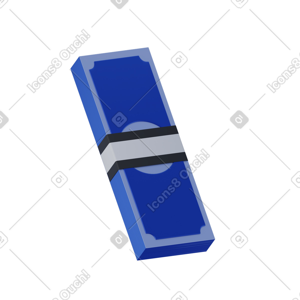 Blue cash bundle illustration in 3D Techny style download in PNG, SVG