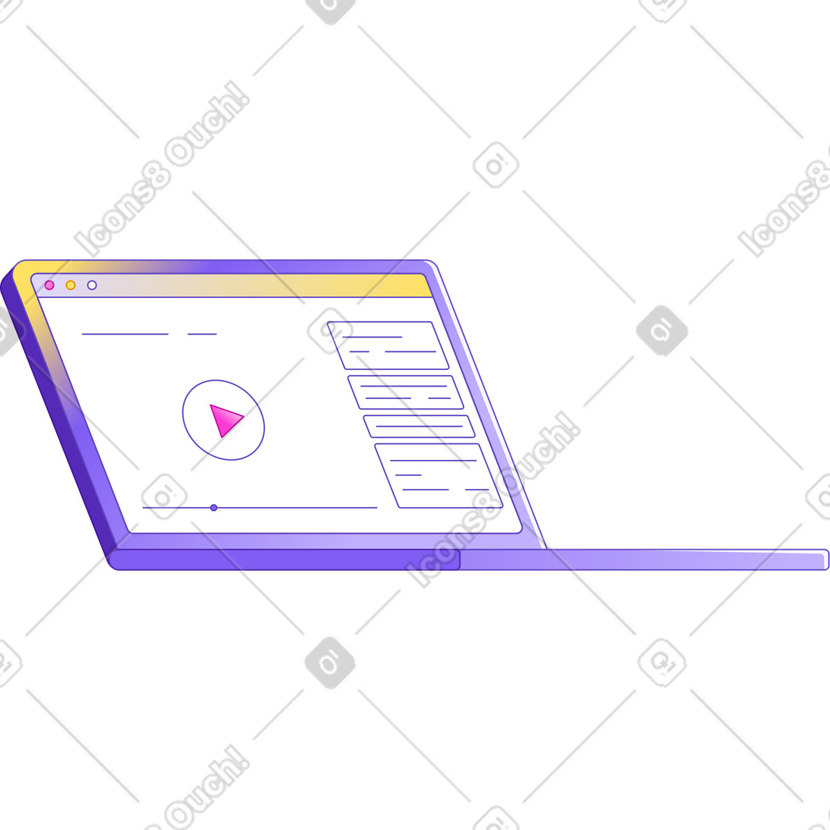 Illustration Ordinateur portable pour podcast dans le style Rainbow à télécharger aux formats PNG, SVG