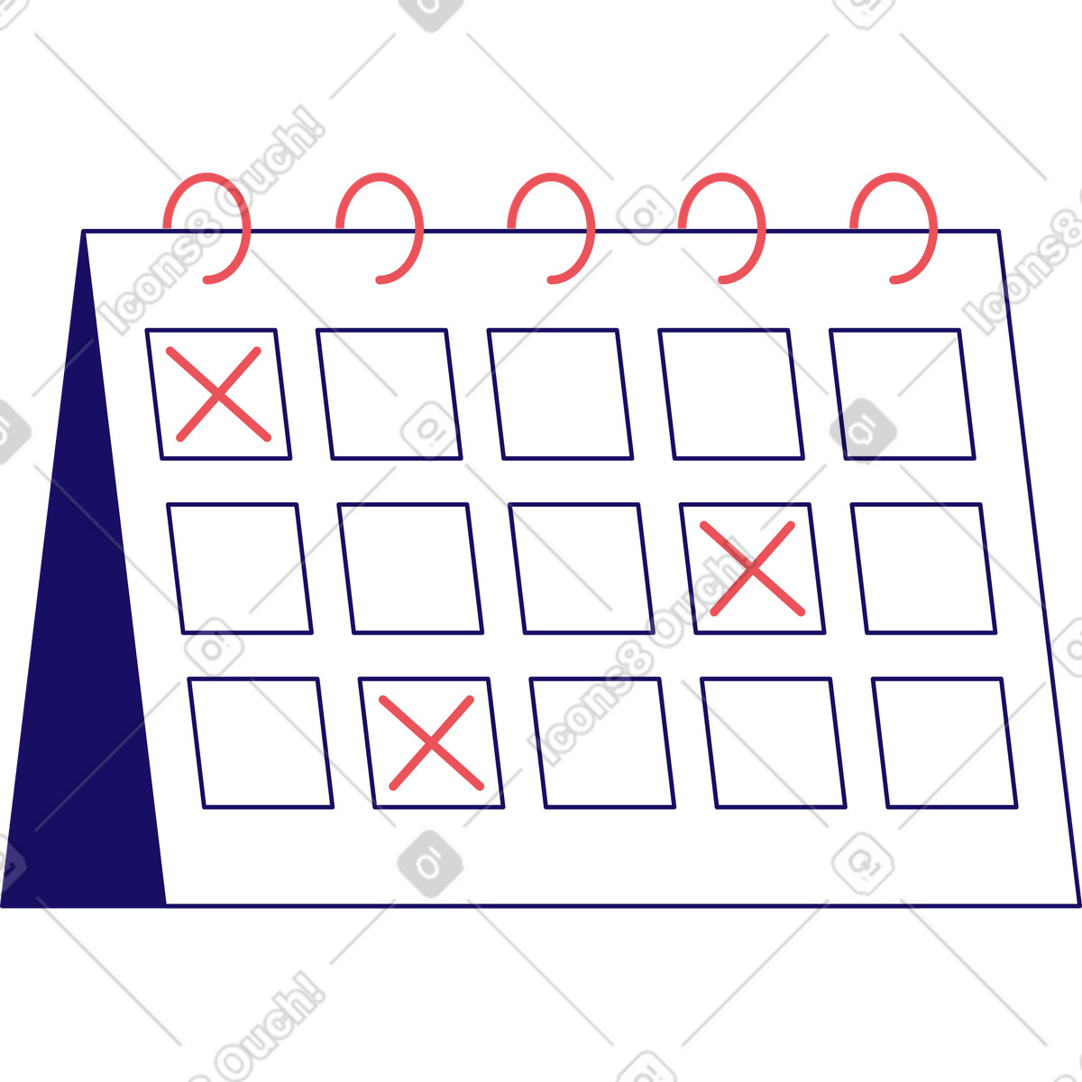 Ilustración Calendario en estilo Bendy a descargar en PNG y SVG