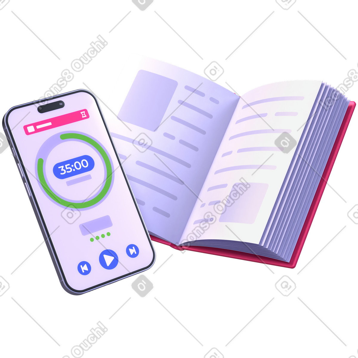 Study timer app, Focused learning routine, Digital education productivity illustration in PNG, SVG