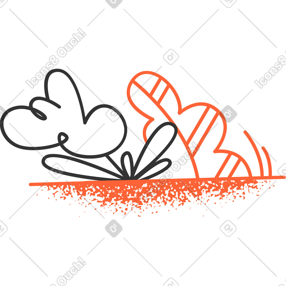 Composizione di piante illustrazione in stile Crayon scarica in PNG, SVG