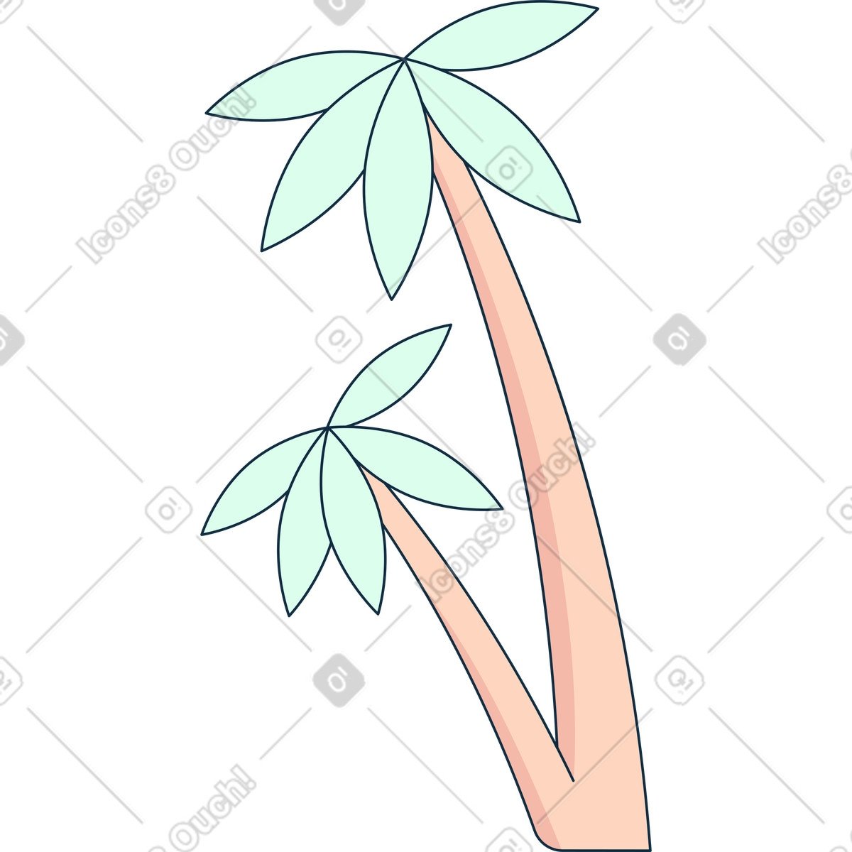Palme illustrazione in stile Bubble gum scarica in PNG, SVG