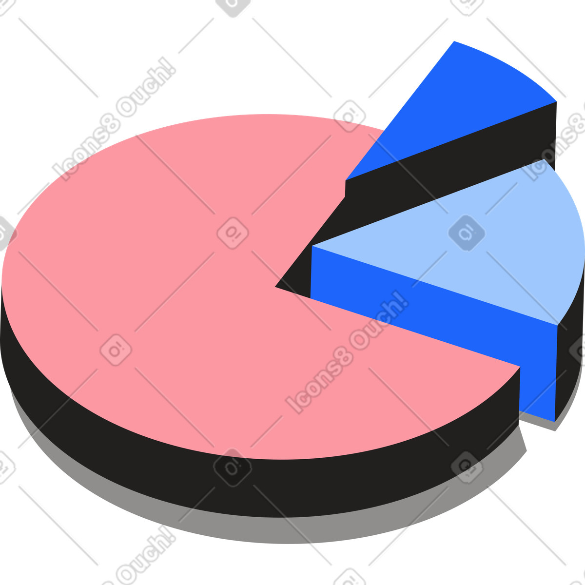 Иллюстрация Круговая диаграмма в изометрии в PNG и SVG