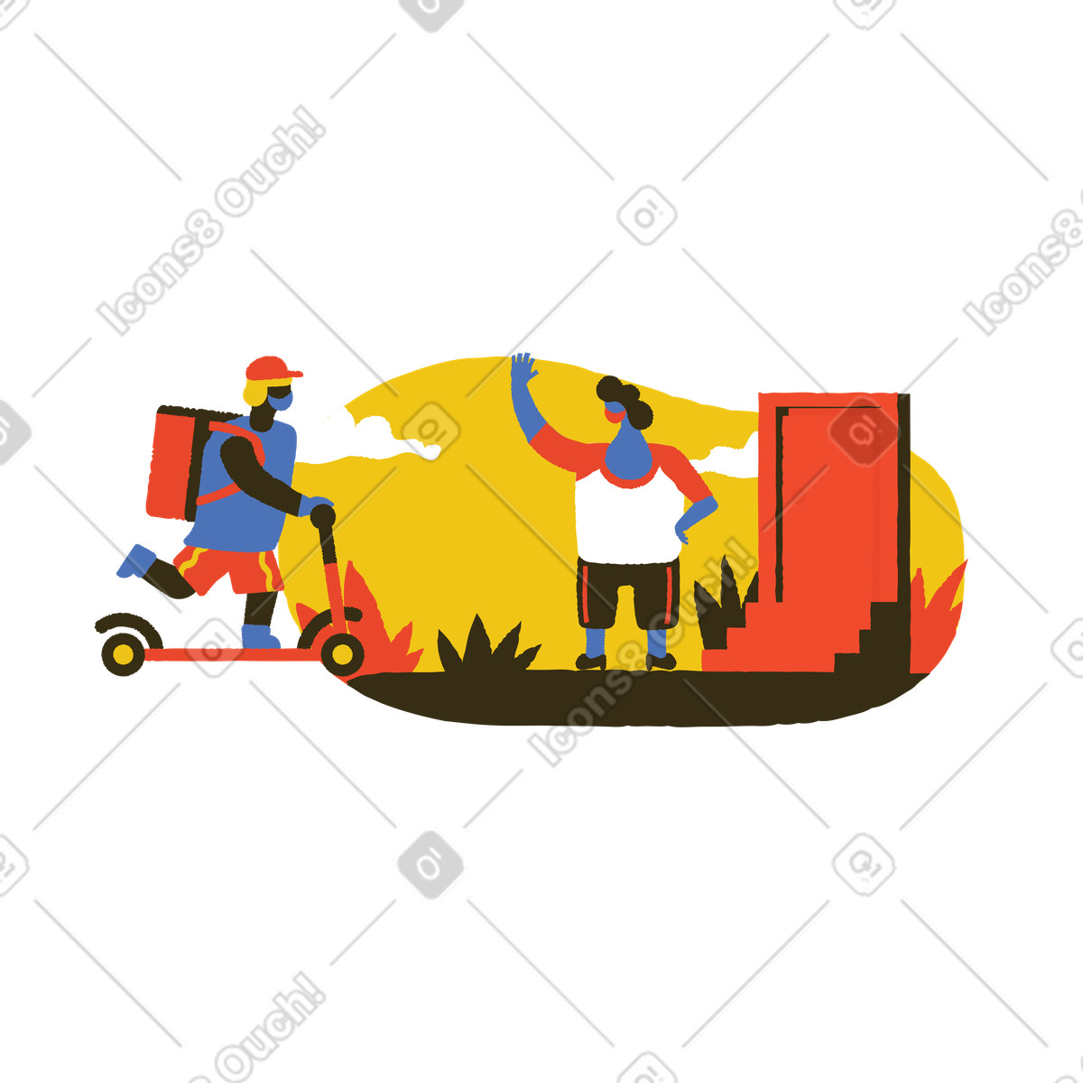下载 Bermuda 风格的 疫情期间的安全送货服务 插画，支持 PNG、SVG 格式
