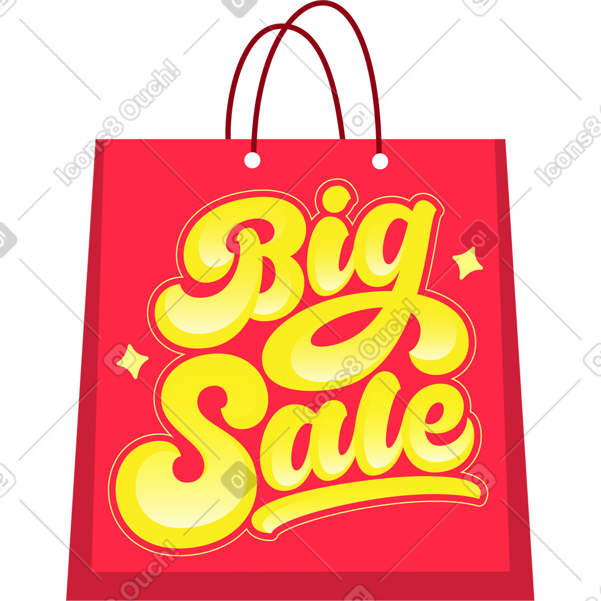 Scritte grande vendita sulla borsa della spesa illustrazione in stile Lettering scarica in PNG, SVG
