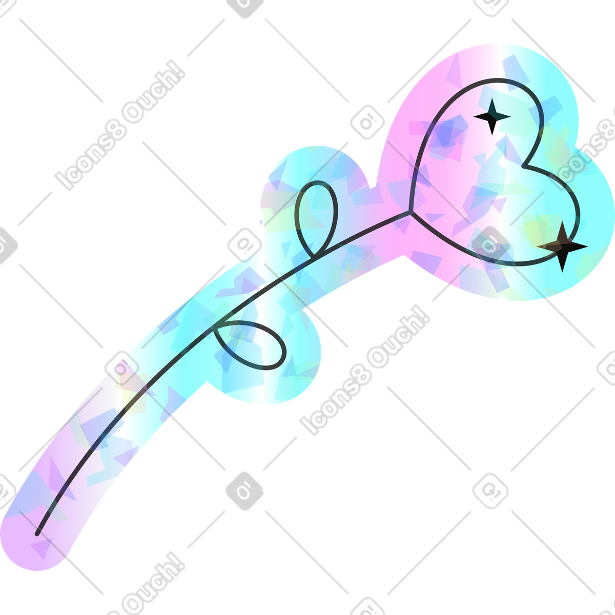 Blumendekor-Illustration im Holostickers-Stil als Download in PNG, SVG