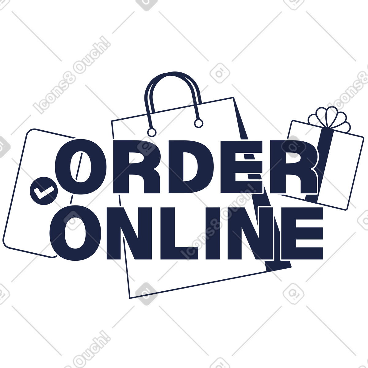 Urban Line スタイルの Order online message with delivery symbols, Retail service promotion のイラストをPNG、SVG形式でダウンロード