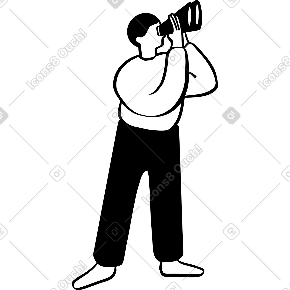 Ilustración Hombre con binoculares en estilo Journal a descargar en PNG y SVG