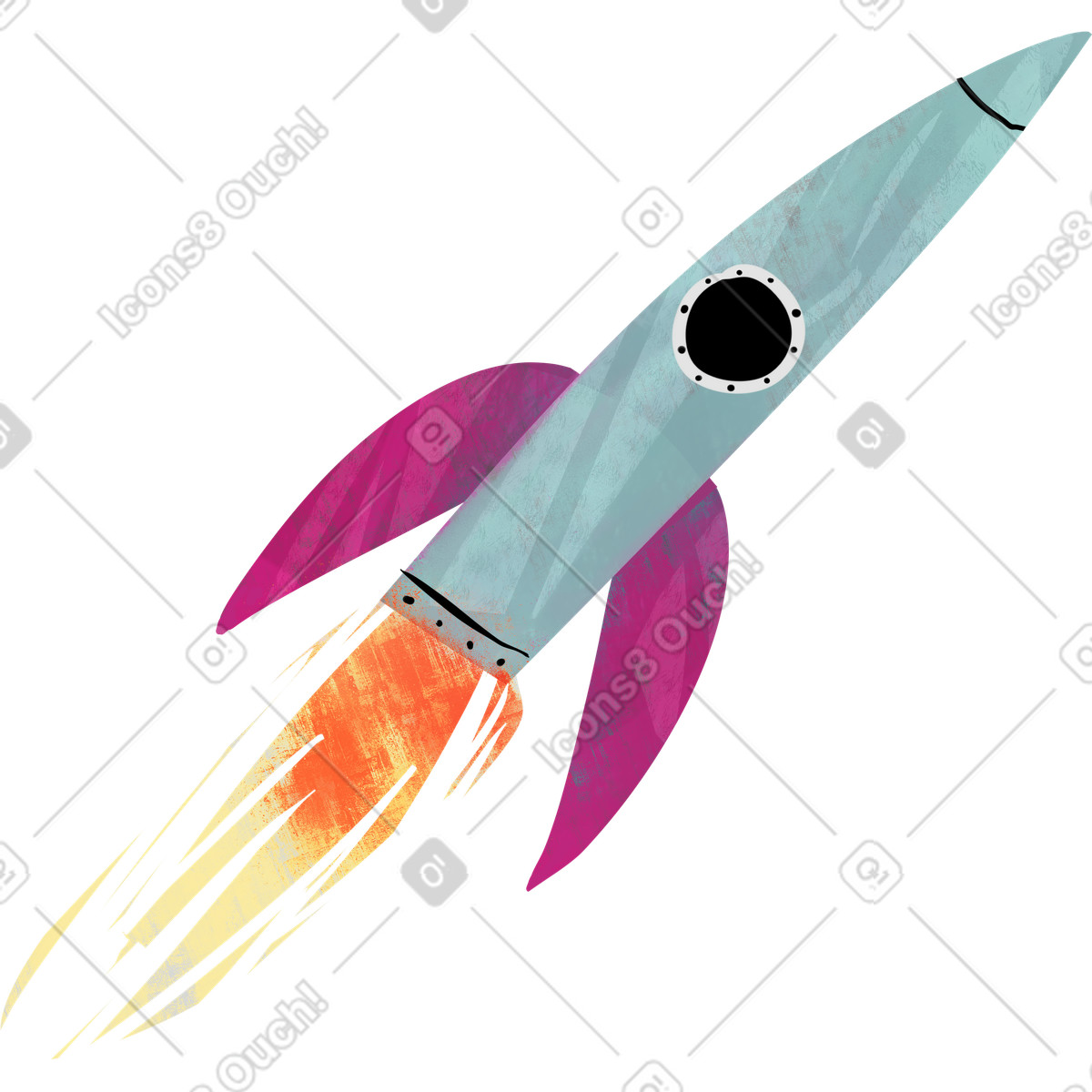 Rakete-Illustration im Fabulous-Stil als Download in PNG, SVG
