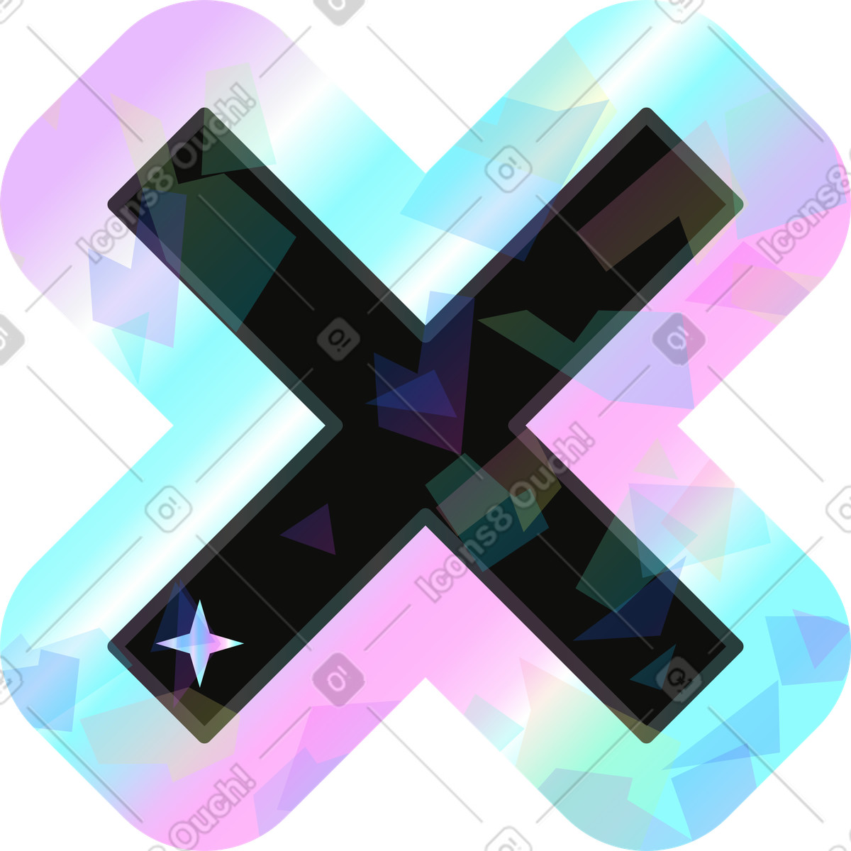 Illustration Traverser dans le style Holostickers à télécharger aux formats PNG, SVG