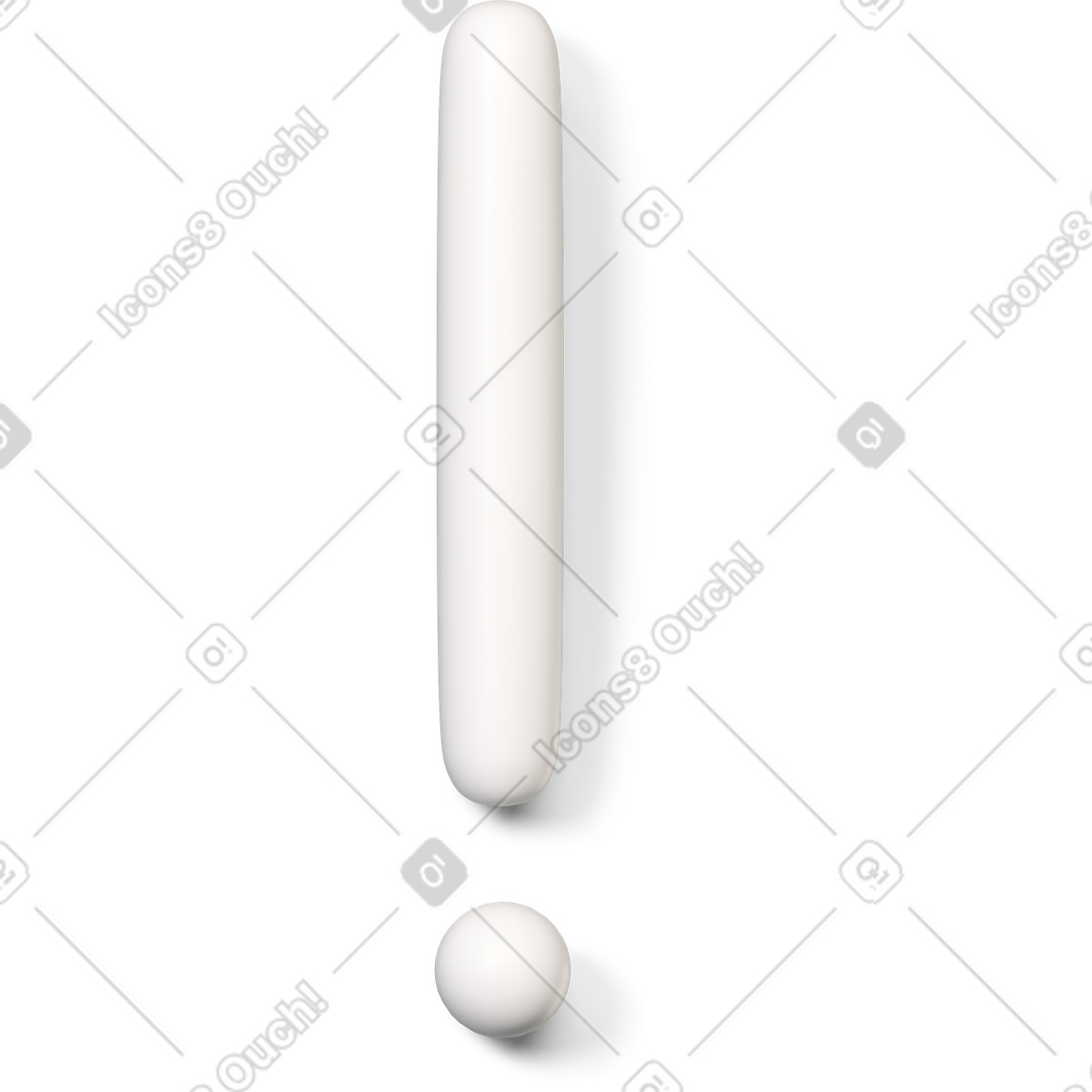 Weißes ausrufezeichen-symbol-Illustration im 3D Buddy-Stil als Download in PNG, SVG