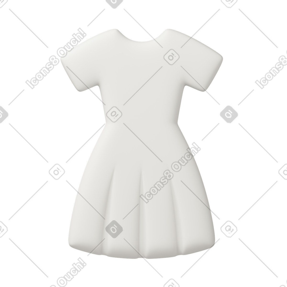 3D Casual life スタイルの White Dress のイラストをPNG、SVG形式でダウンロード
