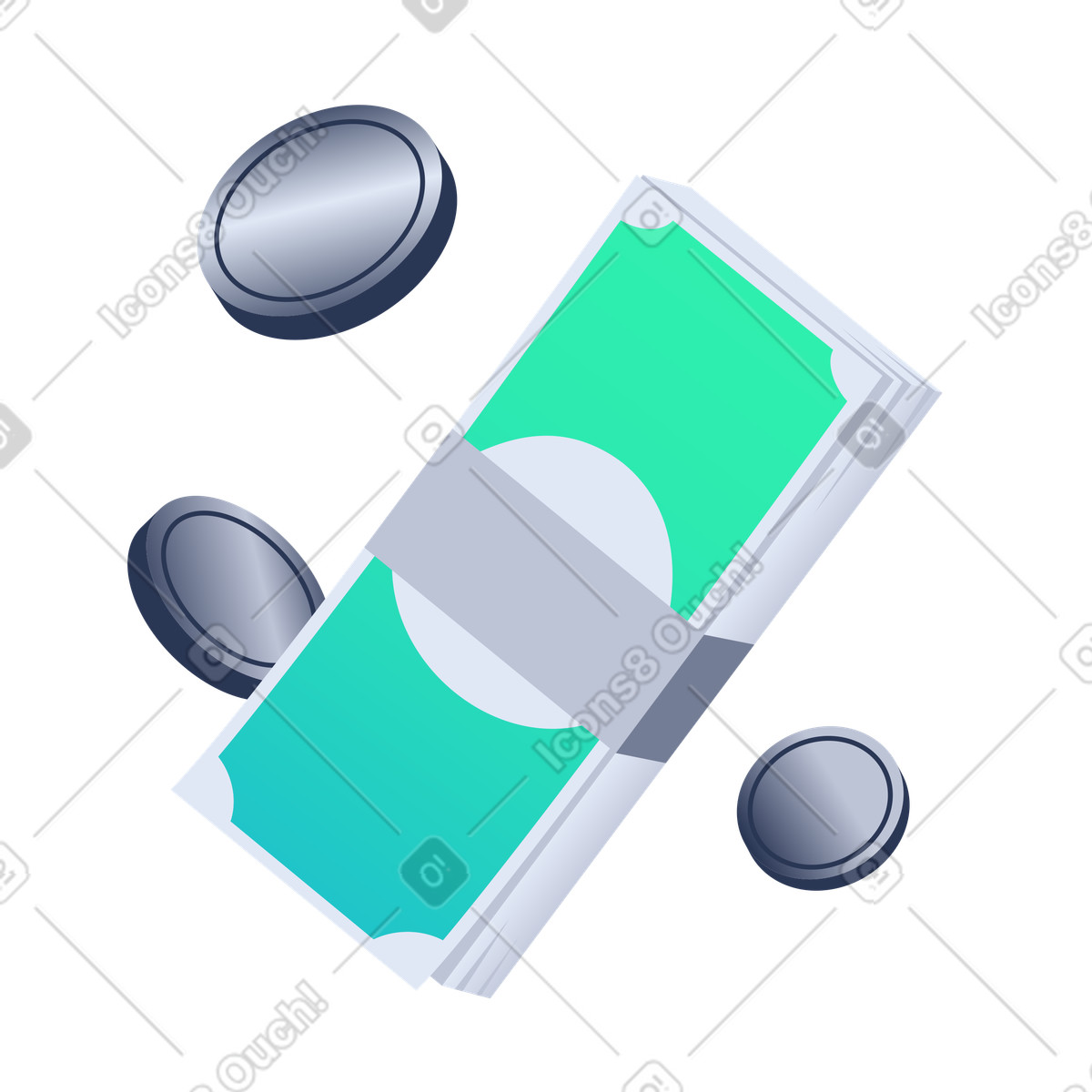 Stack of banknotes and coins illustration in PNG, SVG