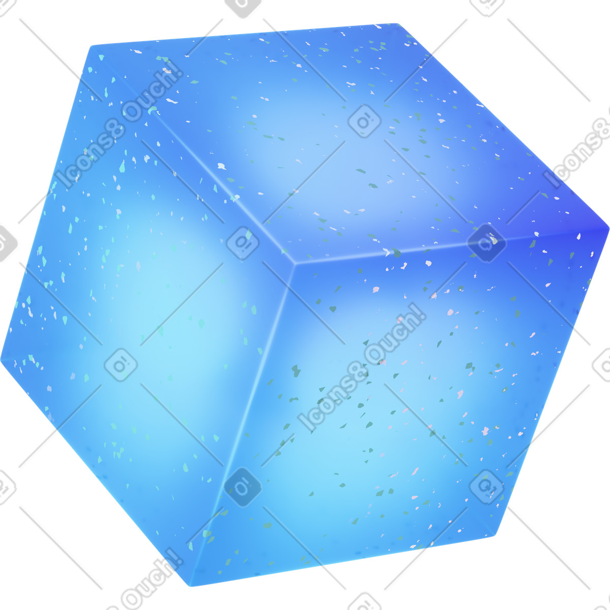 Cubo luminoso illustrazione animata in stile 3D Glassy scaricabile in GIF, Lottie (JSON), AE