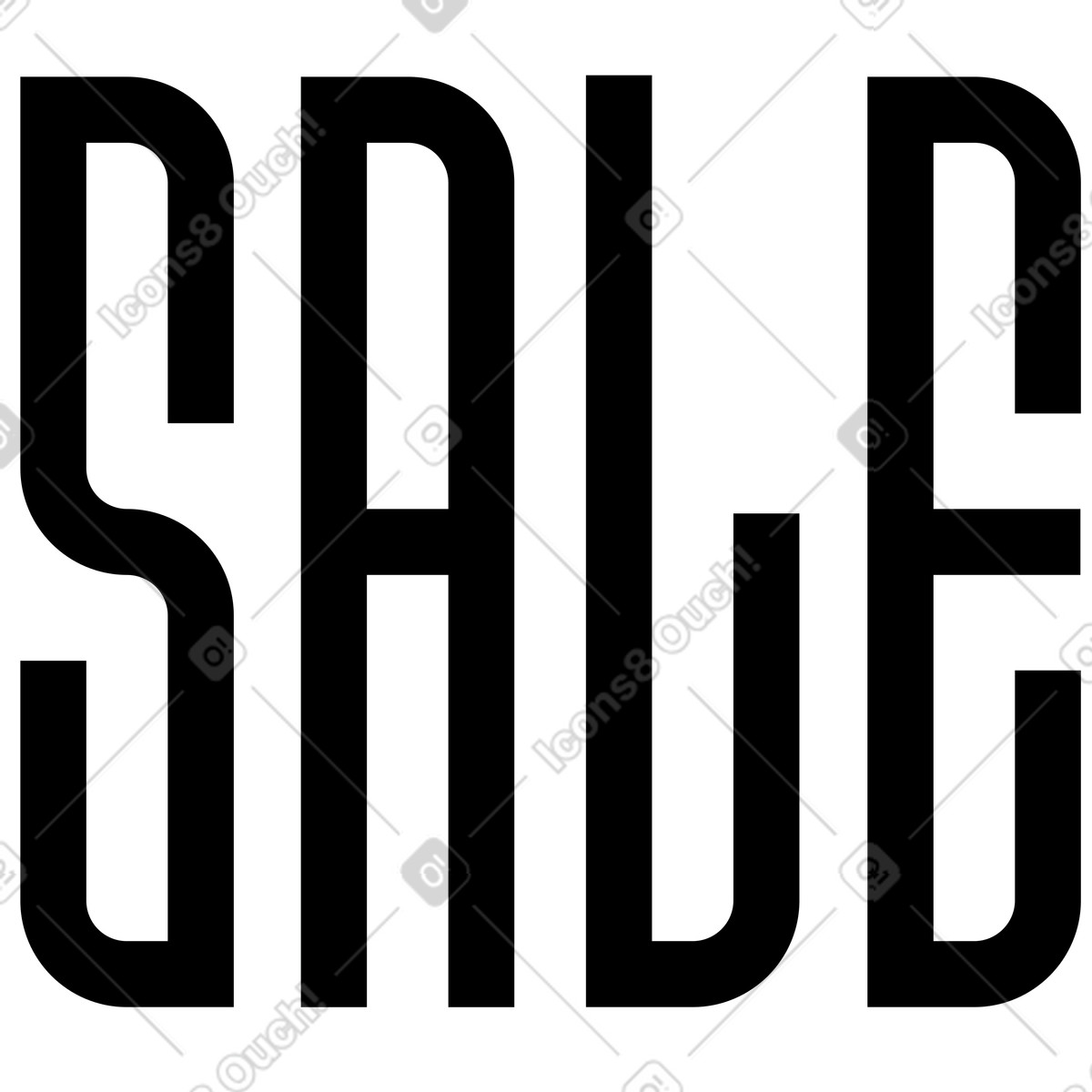 Schriftzugverkauf mit langem buchstabentext-Illustration im Lettering-Stil als Download in PNG, SVG
