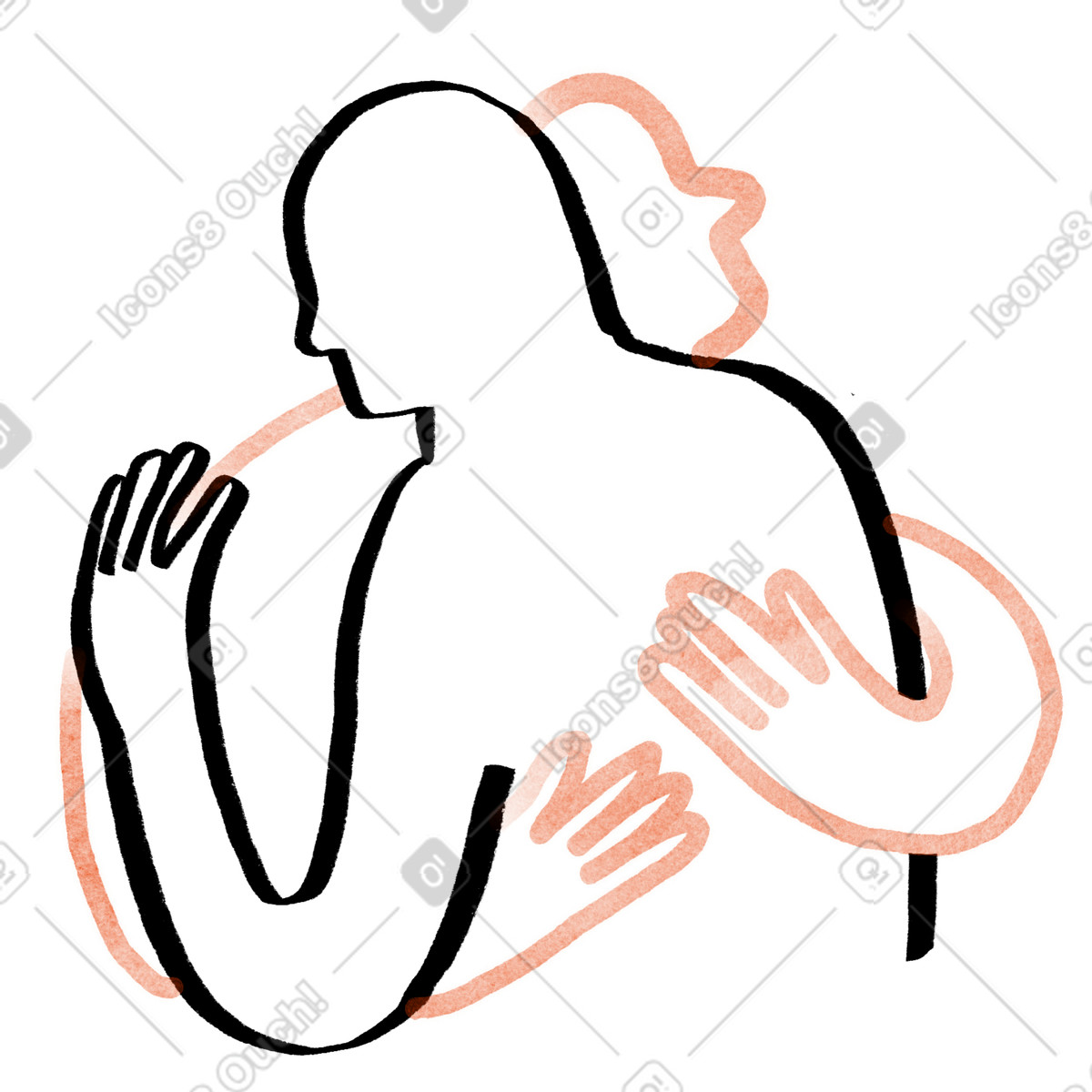 Persone disegnate a mano che si abbracciano, supporto emotivo ed empatia, aiuto psicologico e amicizia illustrazione animata in stile Hand-drawn animation scaricabile in GIF, Lottie (JSON), AE