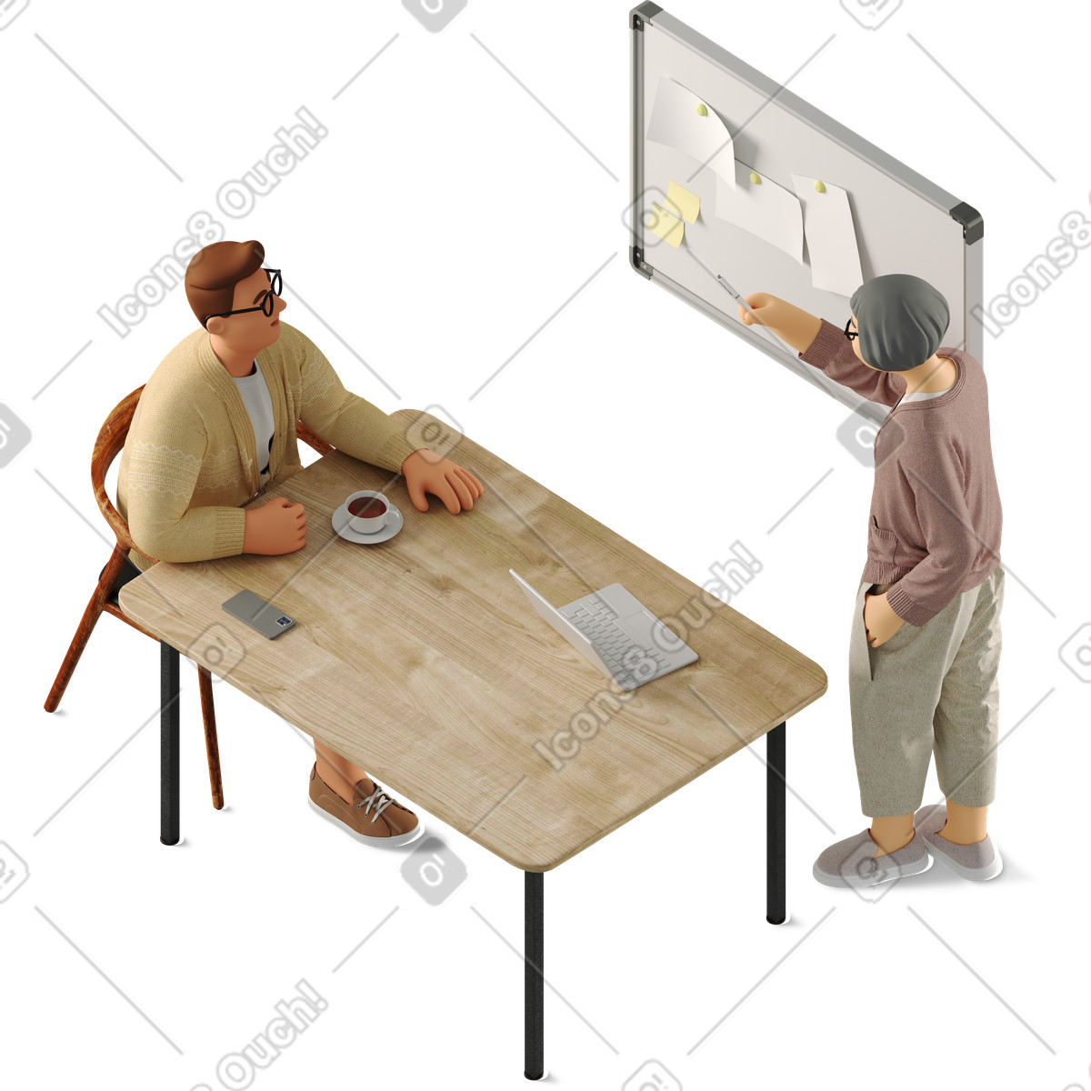 Ilustração de Two people working on a project em no estilo 3D Business para baixar em PNG, SVG