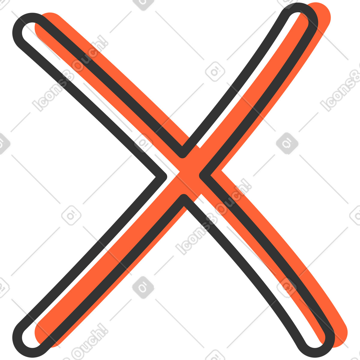 Segno x illustrazione in stile Crayon scarica in PNG, SVG