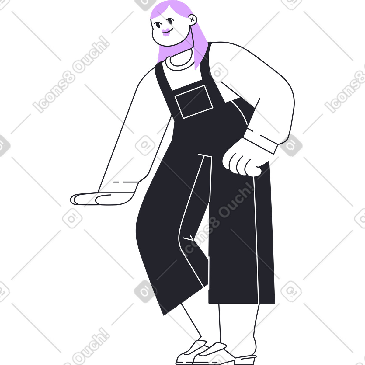 Ragazza in generale appoggiata a qualcosa illustrazione stile Grapy scarica PNG, SVG