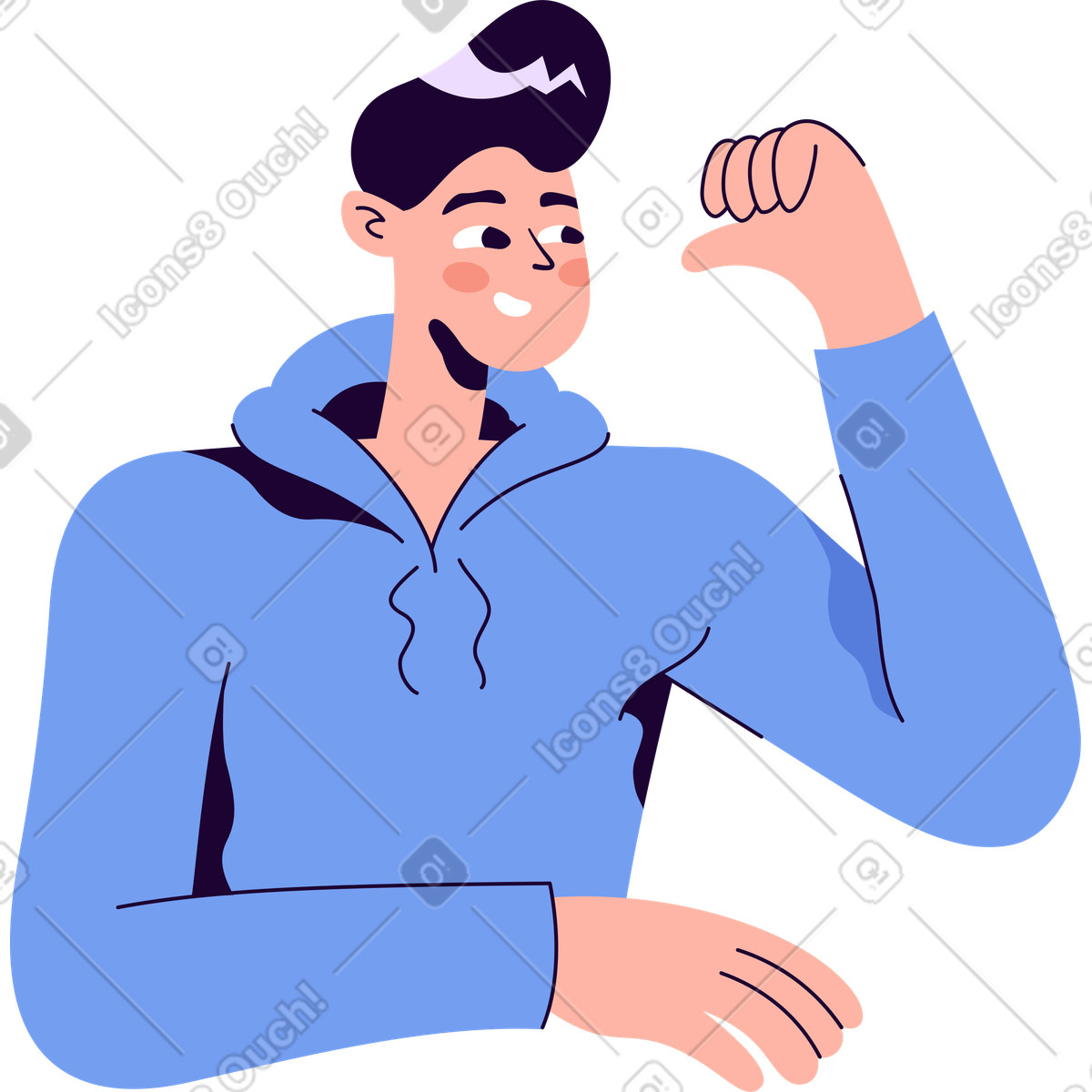 Ilustración Tipo con una sudadera sosteniendo algo en la mano estilo Martina a descargar PNG y SVG