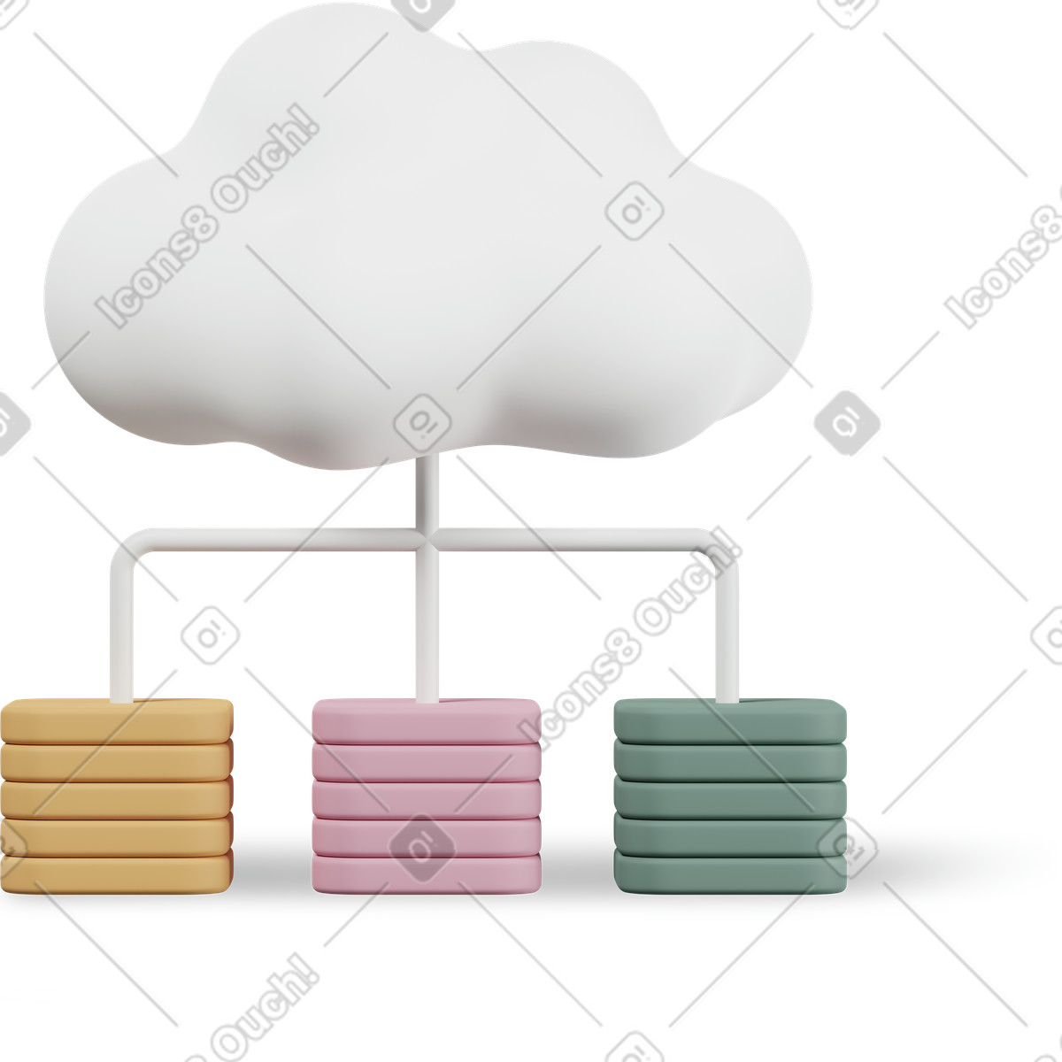 Archiviazione cloud illustrazione in stile 3D Casual life scarica in PNG, SVG