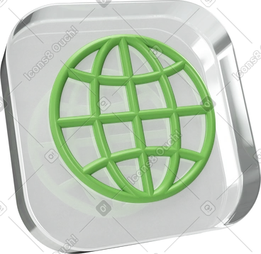 Icône de globe internet sur plaque de verre PNG, SVG