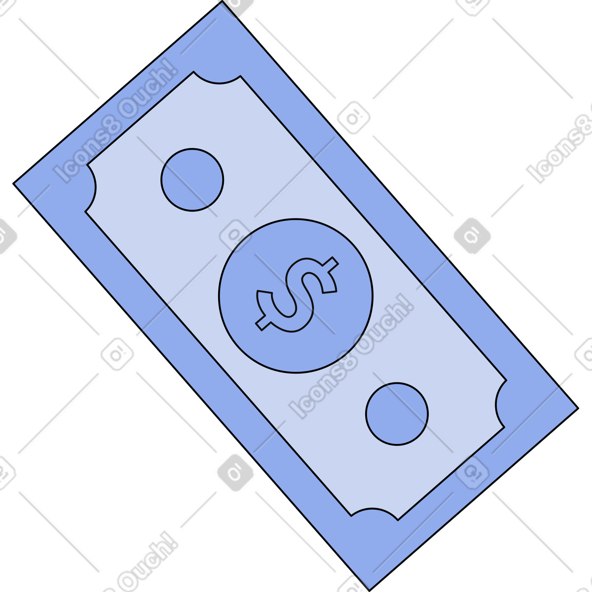 Blauer dollarschein-Illustration im Bloom-Stil als Download in PNG, SVG