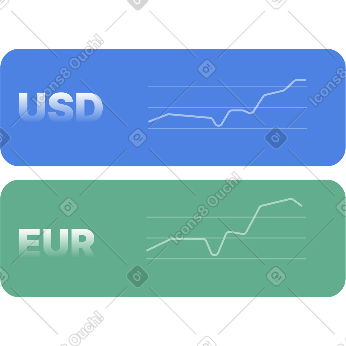 Dollar and euro exchange rates illustration in Network style download in PNG, SVG