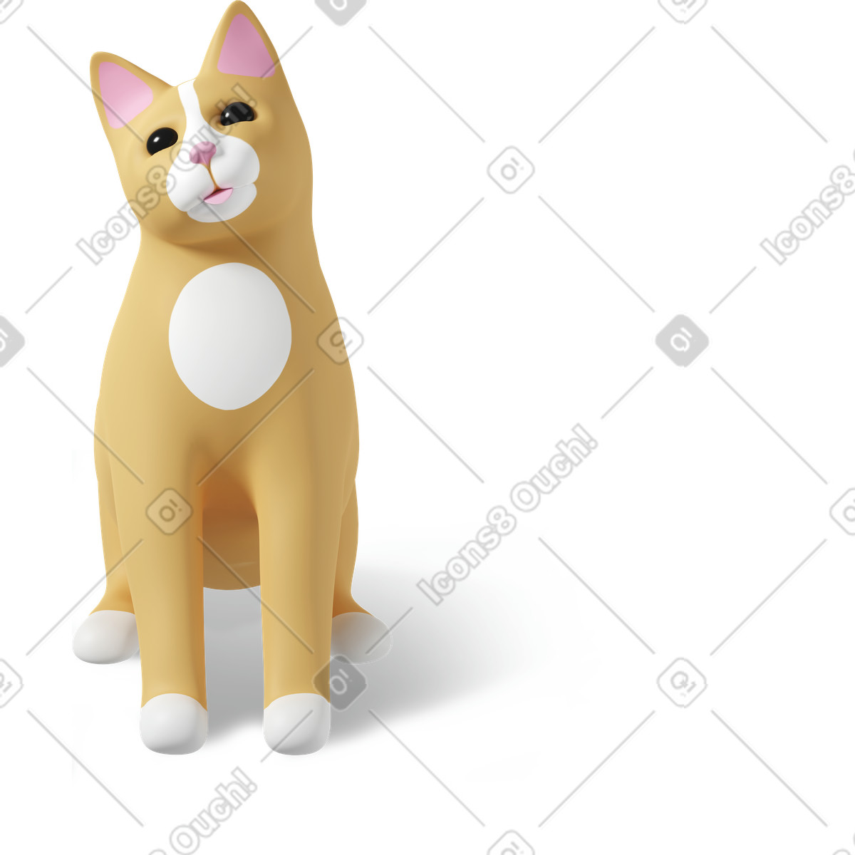 3D Casual life 스타일의 Cat sitting 일러스트레이션 PNG, SVG 다운로드