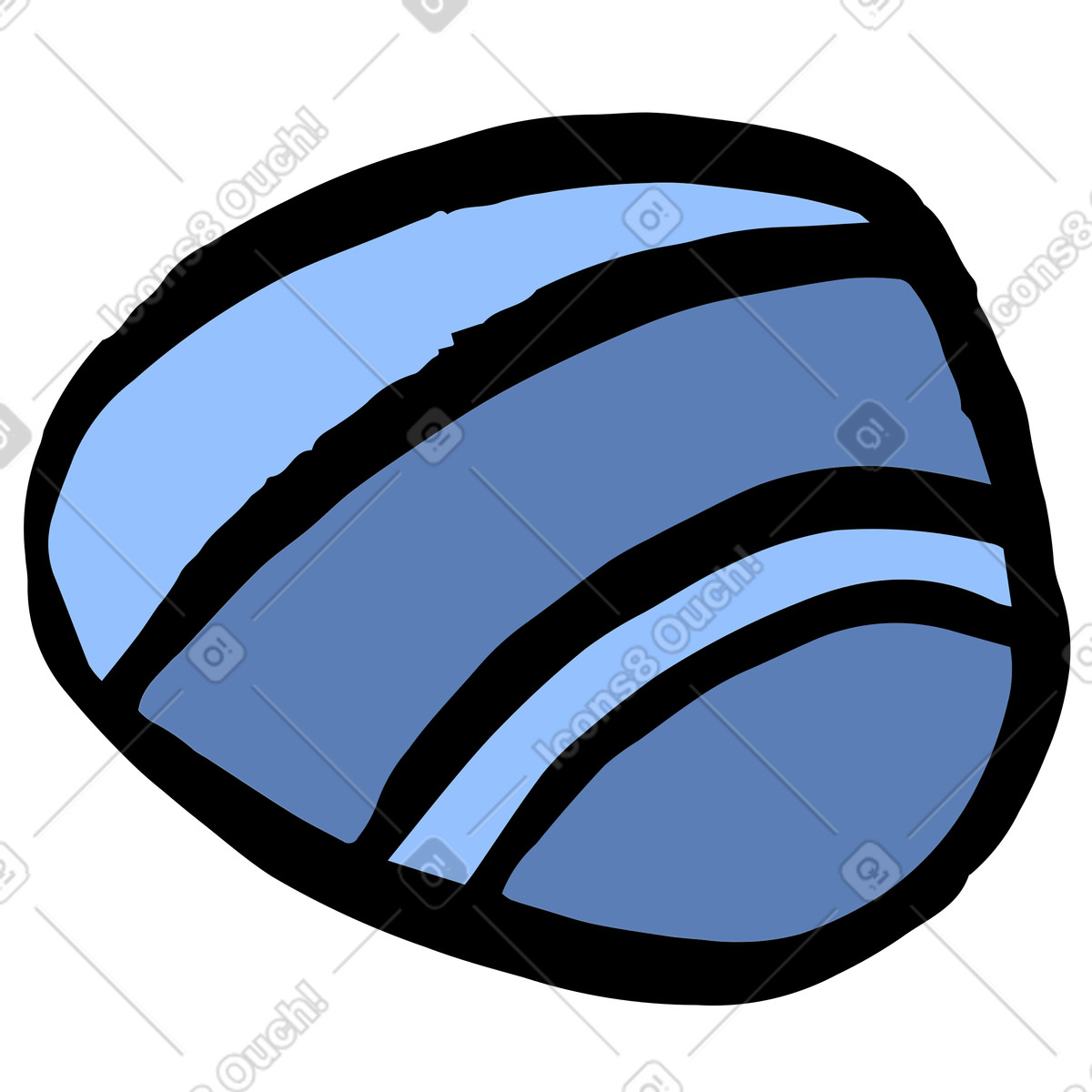Minimalist striped blue stone illustration in Scandi style download in PNG, SVG