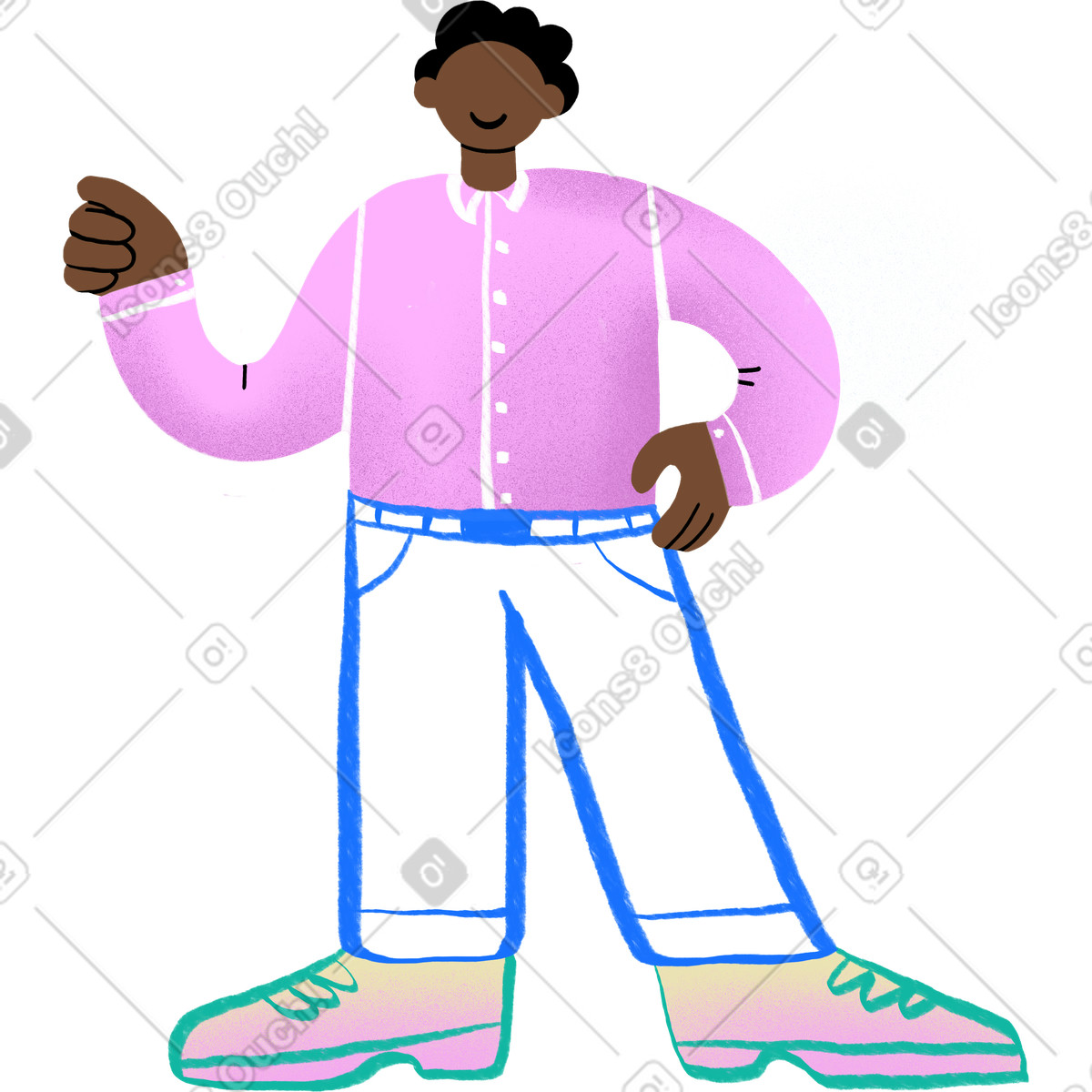 Office worker stands with his hand on hip illustration in Bonny style download in PNG, SVG