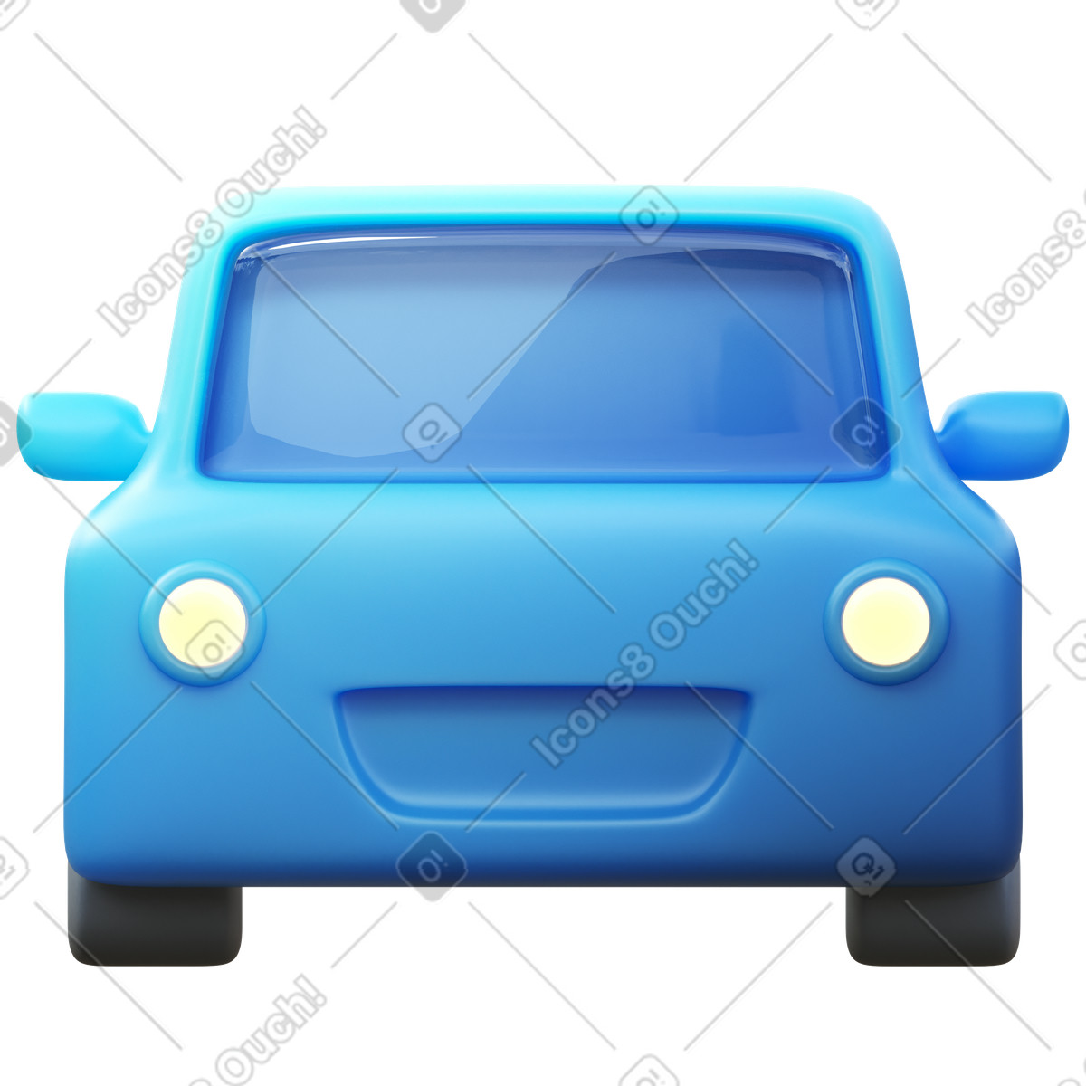 3D Fluency スタイルの 青い車 のアニメーションイラストをGIF、Lottie (JSON)、AEでダウンロード